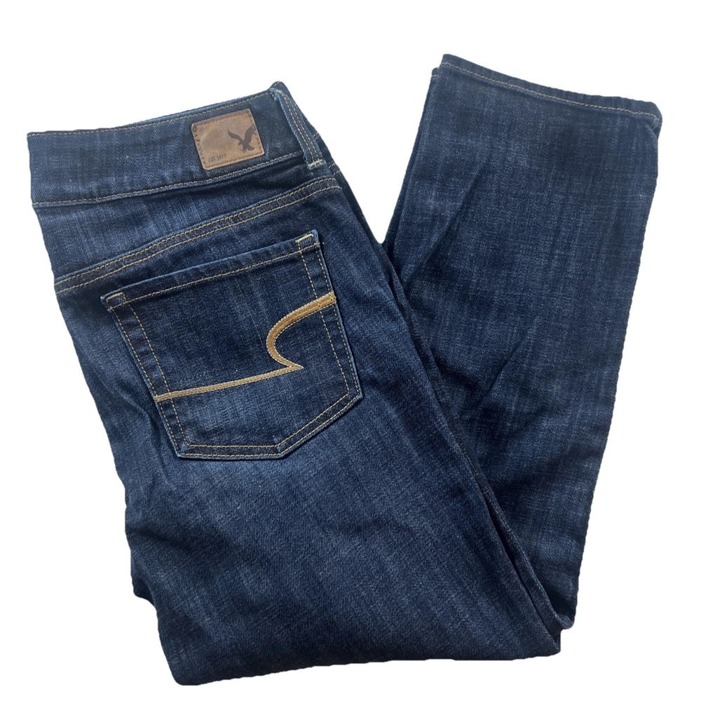 American Eagle Stretch Jeans Artist‎ Crop Low Rise Womens Size 6 Dark Wash